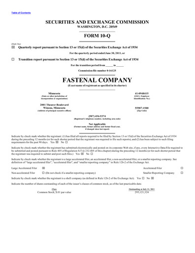 Vorschaubild Fastenal Quartalsbericht 2011-q2