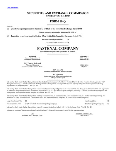 Vorschaubild Fastenal Quartalsbericht 2011-q3
