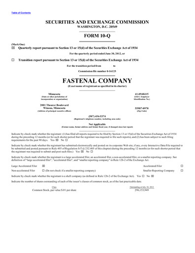 Vorschaubild Fastenal Quartalsbericht 2012-q2