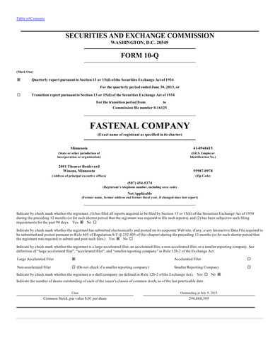Vorschaubild Fastenal Quartalsbericht 2013-q2