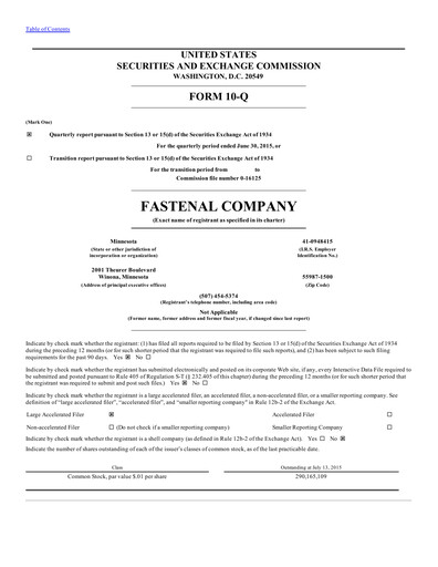 Vorschaubild Fastenal Quartalsbericht 2015-q2