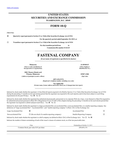 Vorschaubild Fastenal Quartalsbericht 2015-q3