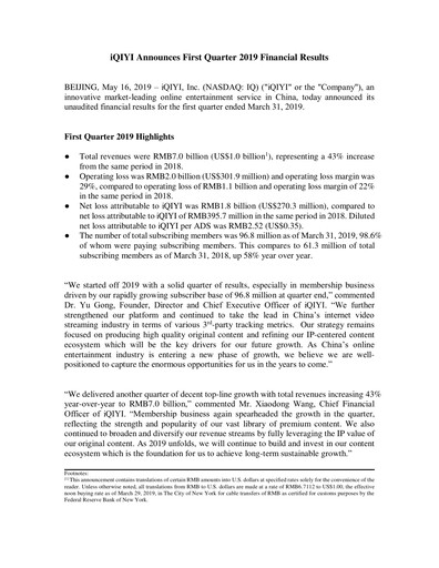 Vorschaubild iQIYI Quartalsbericht 2019-q1