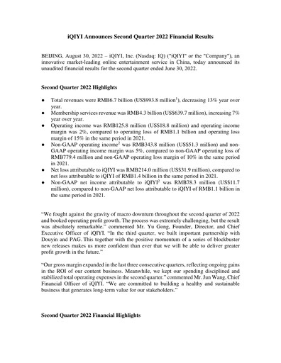 Vorschaubild iQIYI Quartalsbericht 2022-q2