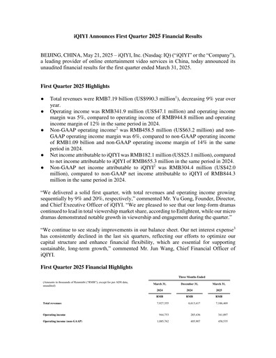 Vorschaubild iQIYI Quartalsbericht 2025-q1
