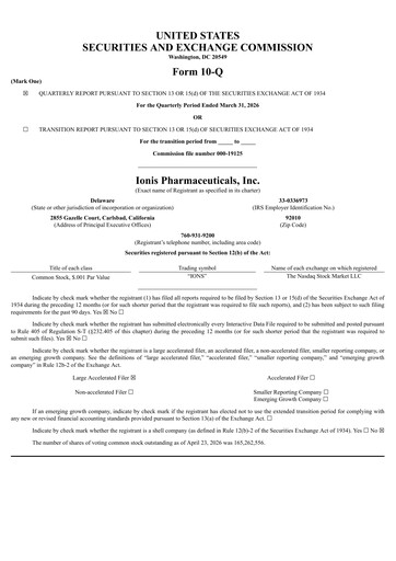 Thumbnail Ionis Pharmaceuticals
 Quarterly Report 2026-q1