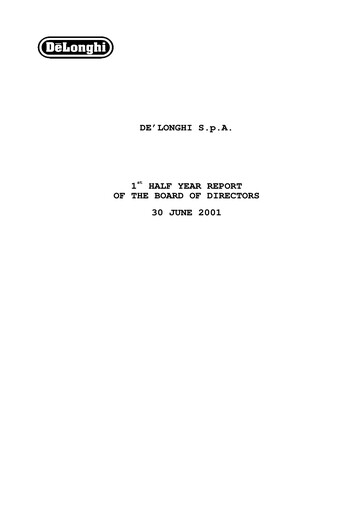 Thumbnail De' Longhi Half-year Report 2001-h1