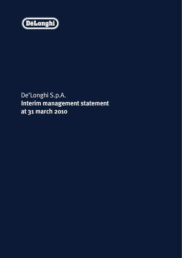 Thumbnail De' Longhi Quarterly Report 2010-q1