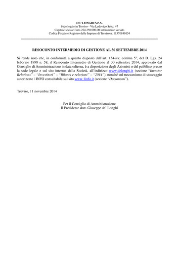 Thumbnail De' Longhi Quarterly Report 2014-q3