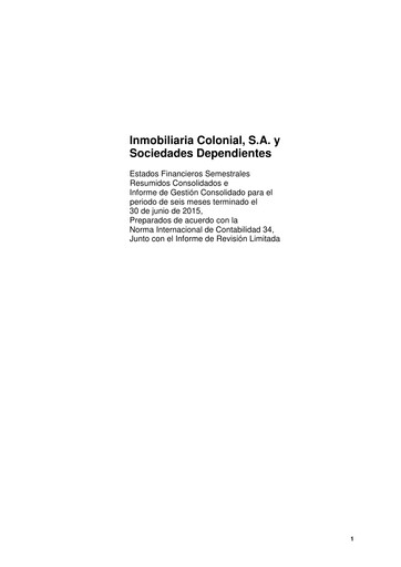 Vorschaubild Inmobiliaria Colonial
 Finanzmitteilung 2015-h1