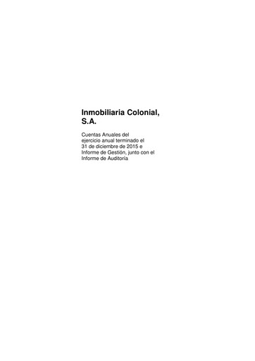 Vorschaubild Inmobiliaria Colonial
 Finanzmitteilung 2015