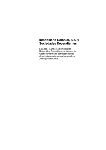 Thumbnail Inmobiliaria Colonial
 Half-year Report 2014-h1