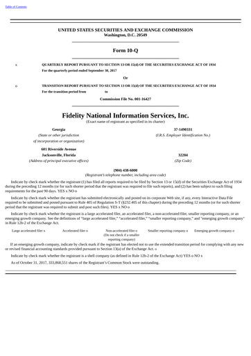 Thumbnail Fidelity National Information Services Quarterly Report 2017-q3