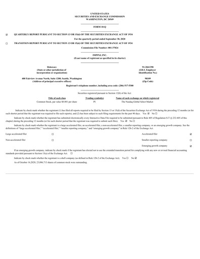 Vorschaubild Impinj Quartalsbericht 2020-q3