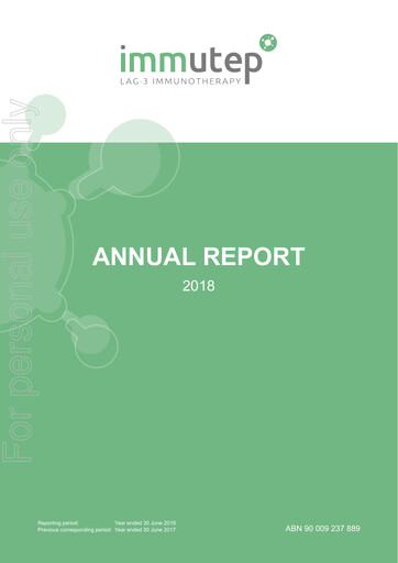 Thumbnail Immutep Annual Report 2018