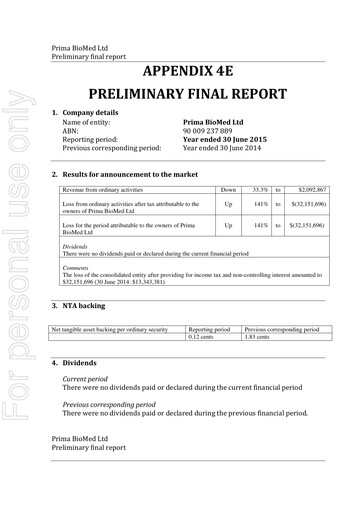 Thumbnail Immutep Financial Report 2015