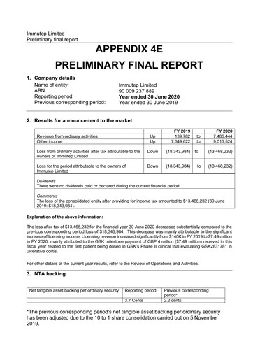 Thumbnail Immutep Financial Report 2020
