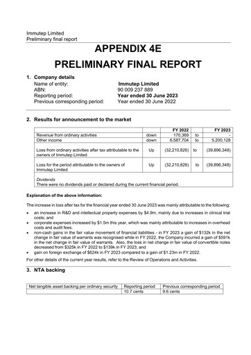 Thumbnail Immutep Financial Report 2023