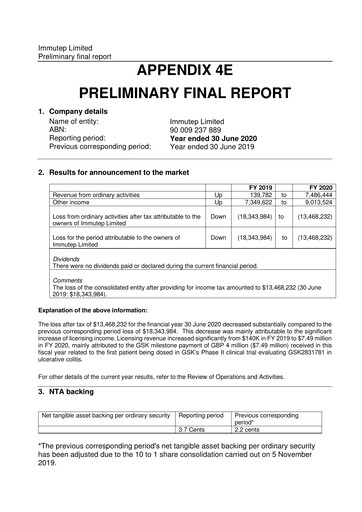 Thumbnail Immutep Financial Statement 2020
