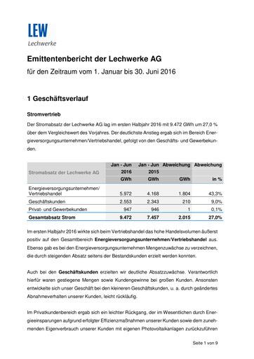 Thumbnail LEW (Lechwerke) Half-year Report 2016-h1