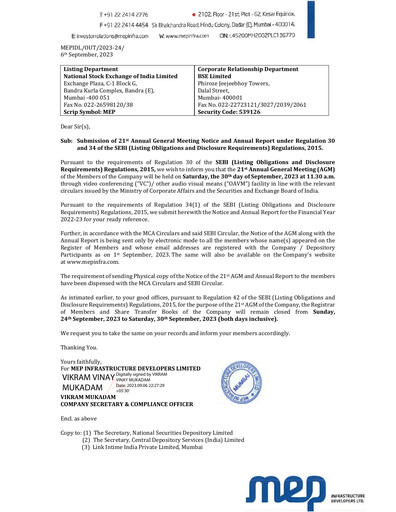 Thumbnail MEP Infrastructure
 Annual Report 2022-2023