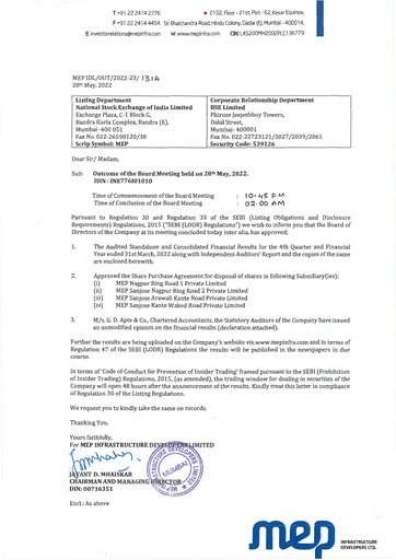 Miniature MEP Infrastructure
 Rapport financier 2022