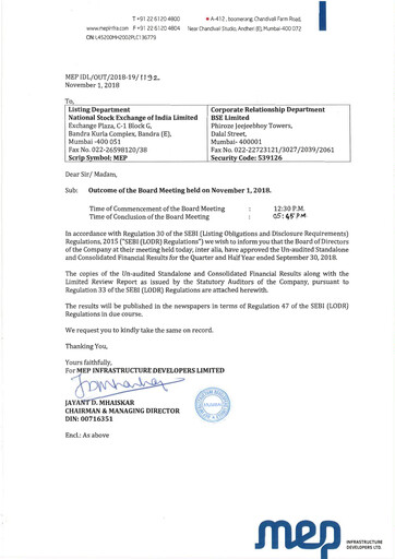 Miniature MEP Infrastructure
 Rapport trimestriel 2018-q2