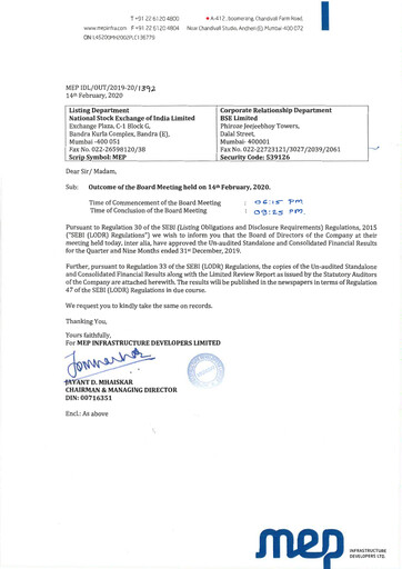 Miniature MEP Infrastructure
 Rapport trimestriel 2019-q3