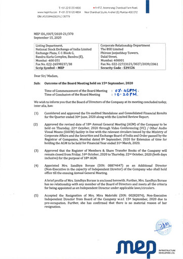 Miniature MEP Infrastructure
 Rapport trimestriel 2020-q1