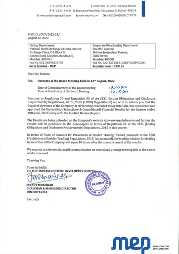 Miniature MEP Infrastructure
 Rapport trimestriel 2022-q1