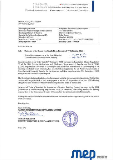 Miniature MEP Infrastructure
 Rapport trimestriel 2022-q3