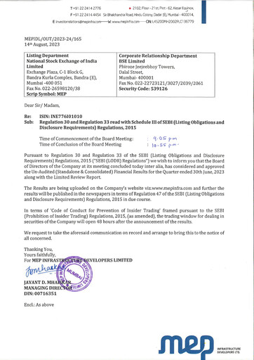 Miniature MEP Infrastructure
 Rapport trimestriel 2023-q1