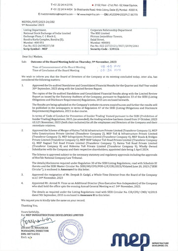 Miniature MEP Infrastructure
 Rapport trimestriel 2023-q2