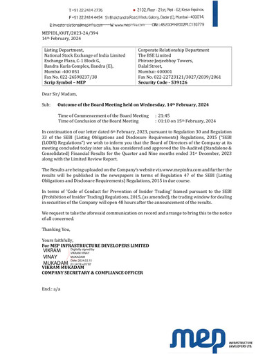 Miniature MEP Infrastructure
 Rapport trimestriel 2023-q3