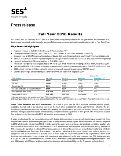 Thumbnail SES S.A. Financial Report 2018