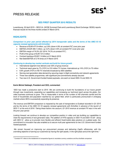 Thumbnail SES S.A. Quarterly Report 2015-q1