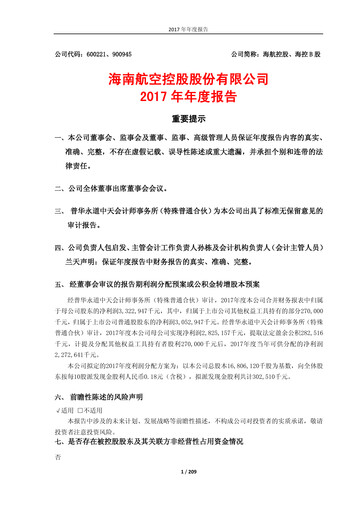 Thumbnail Hainan Airlines Annual Report 2017