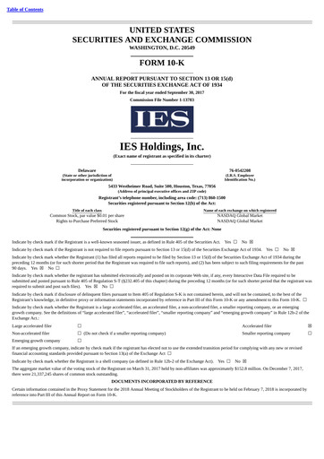 Thumbnail IES Holdings Annual Report 2017