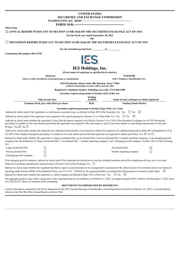 Thumbnail IES Holdings Annual Report 2022
