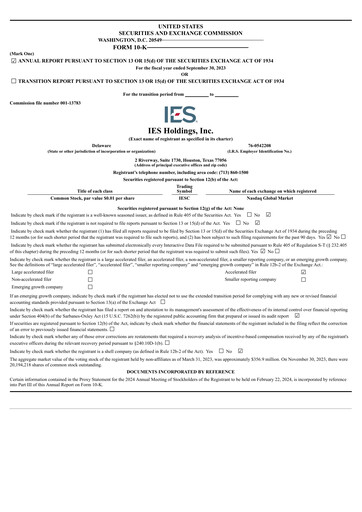 Thumbnail IES Holdings Annual Report 2023