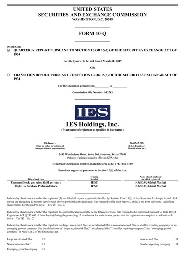 Vorschaubild IES Holdings Quartalsbericht 2019-q2