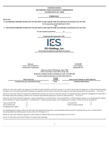 Thumbnail IES Holdings Quarterly Report 2023-q3