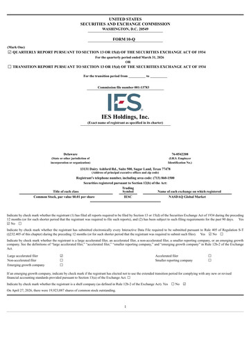 Thumbnail IES Holdings Quarterly Report 2026-q2