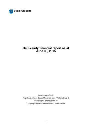 Thumbnail Buzzi Unicem
 Half-year Report 2015-h1