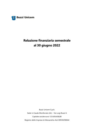 Thumbnail Buzzi Unicem
 Half-year Report 2022-h1