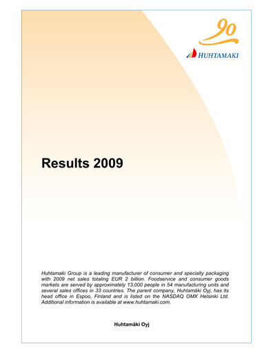 Thumbnail Huhtamäki Financial Statement 2009