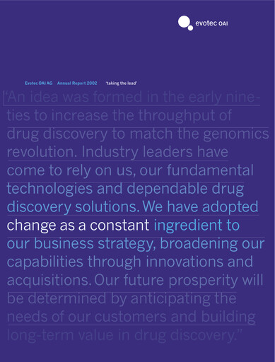 Vorschaubild Evotec Jahresbericht 2002