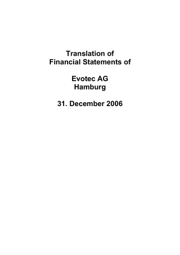 Thumbnail Evotec Financial Statement 2006
