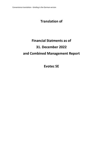 Thumbnail Evotec Financial Statement 2022