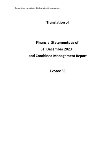 Thumbnail Evotec Financial Statement 2023
